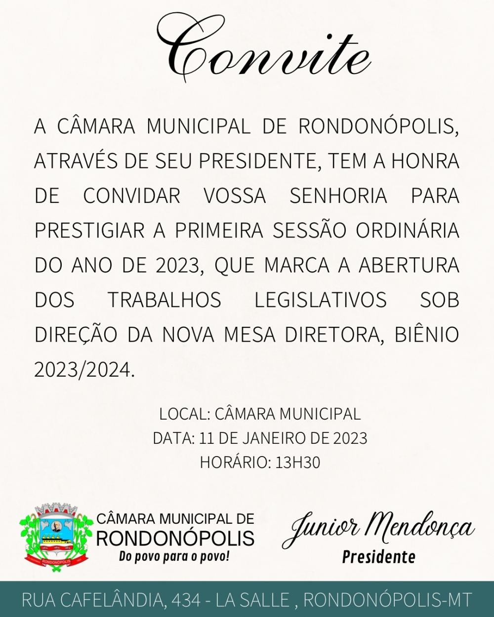 A c mara municipal de rondon polis atrav s de seu presidente tem a
