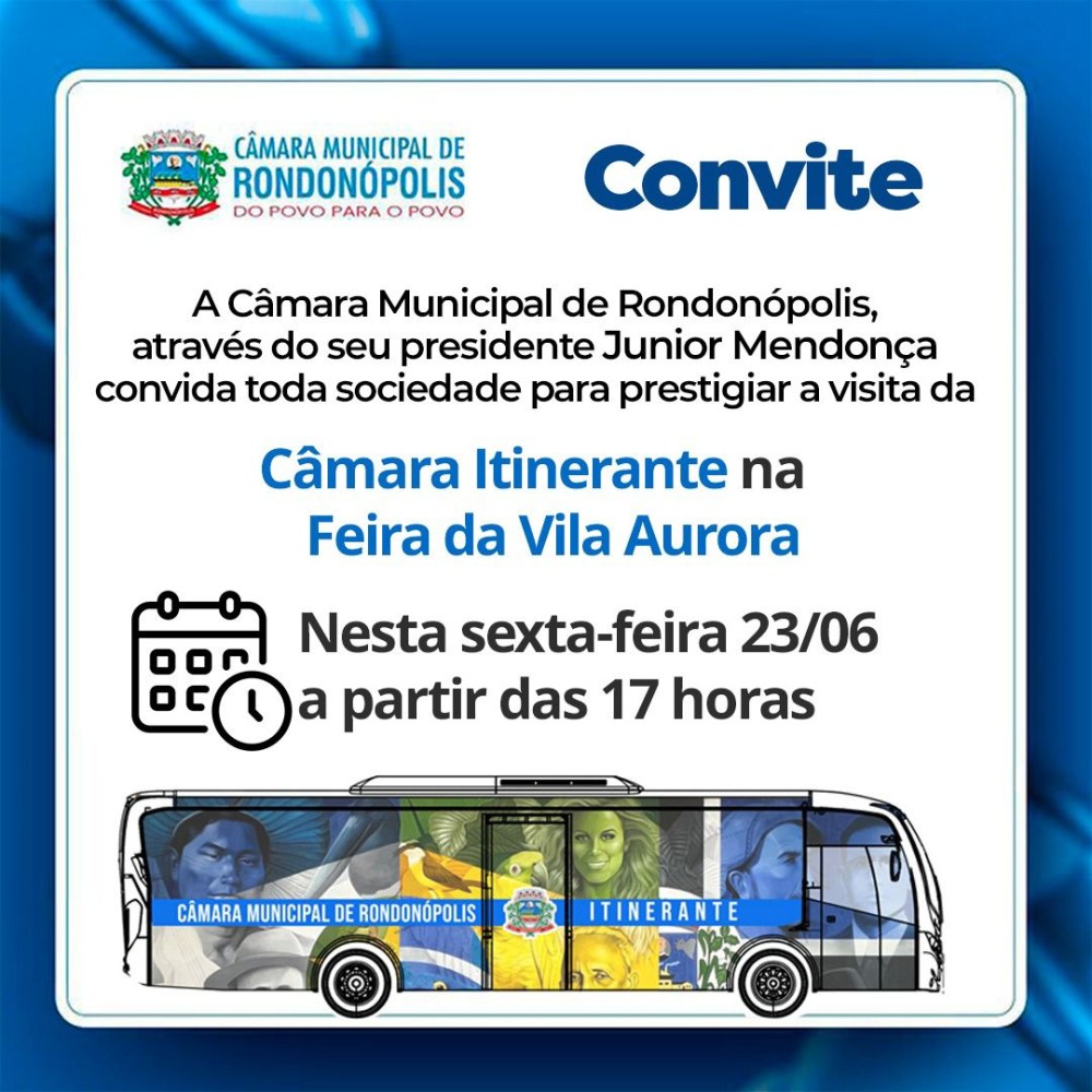 O Ônibus da Câmara de vereadores estará na Feira da Vila Aurora nesta sexta-feira (23)